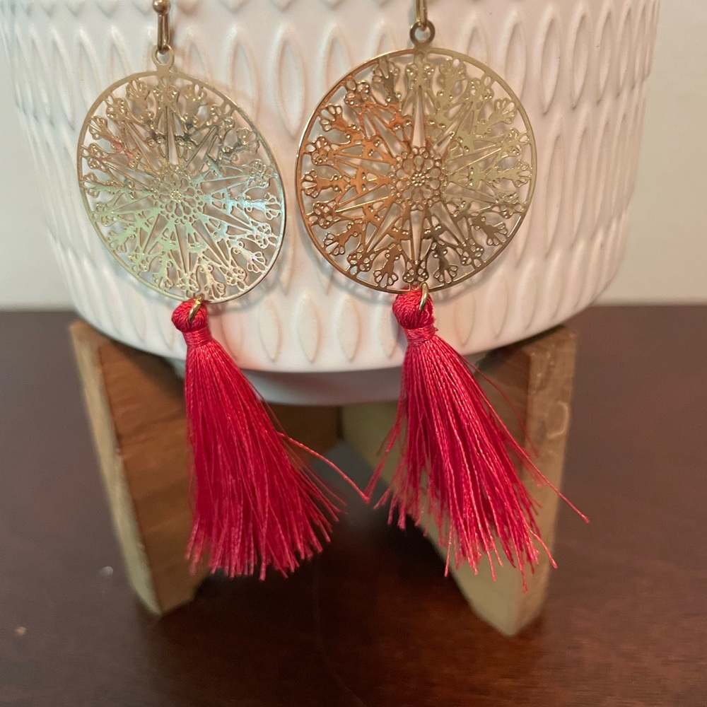 Red and gold earrings